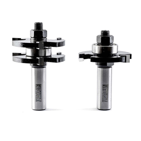 Torquata Tongue & Groove Router Bit Set showing two bits for tongue and groove joints