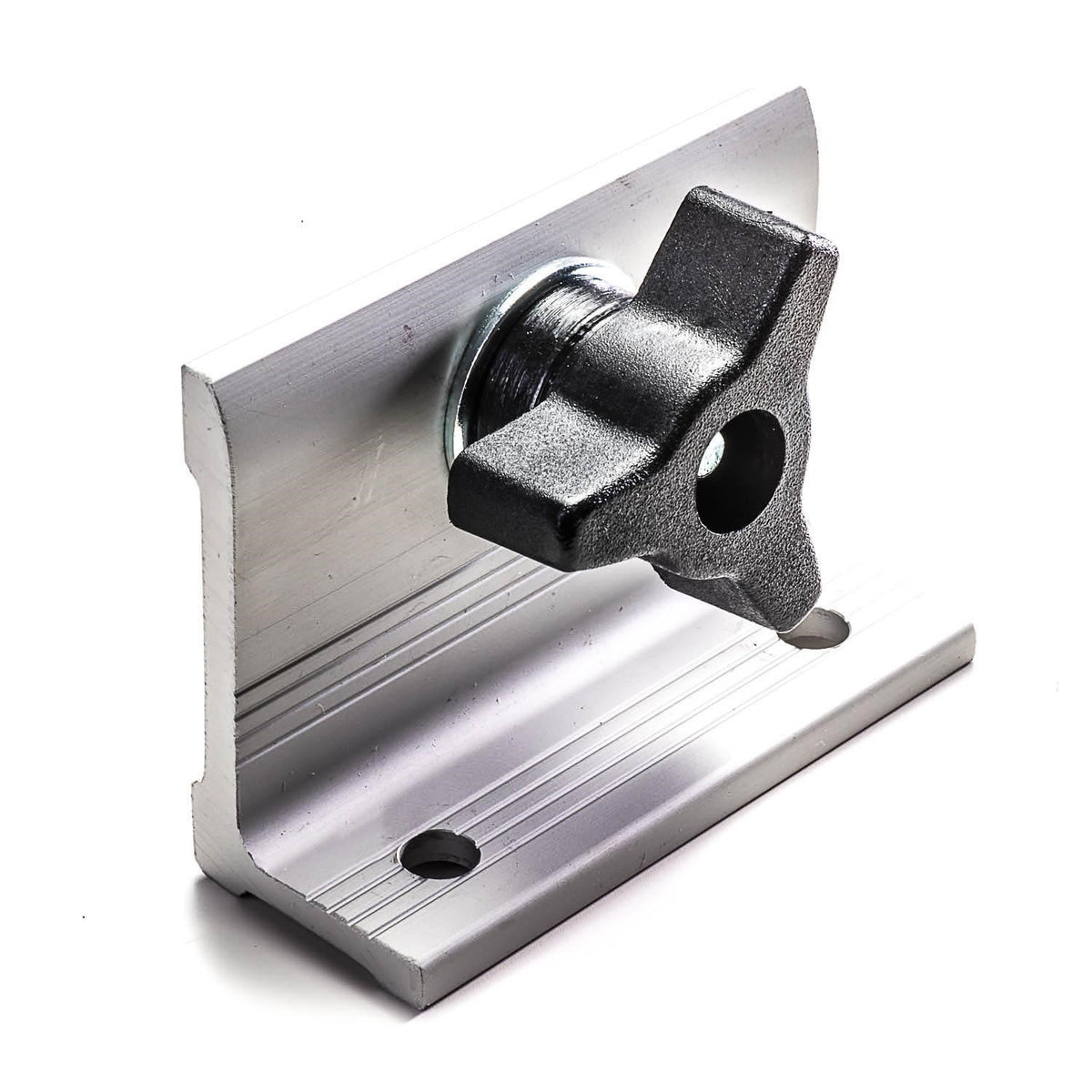 Torquata Aluminium Mount Bracket for T-Track Fence - Side view showing dimensions and hole details