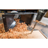 Sherwood medium dust extraction hood with 4in outlet, 340 x 184mm size, featuring ledges with 10.5mm holes and a flat inlet for easy mounting