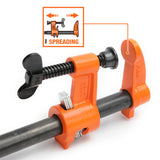 Pony Jorgensen Deep Reach Pipe Clamp in use on large pipe