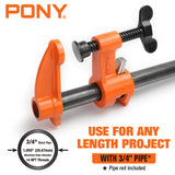 Pony Jorgensen Deep Reach Pipe Clamp showing 2100mm 3/4in pipe fitment