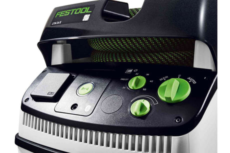 Festool CTM 26L M Class Dust Extractor in action, ideal for woodworking sites or workshops