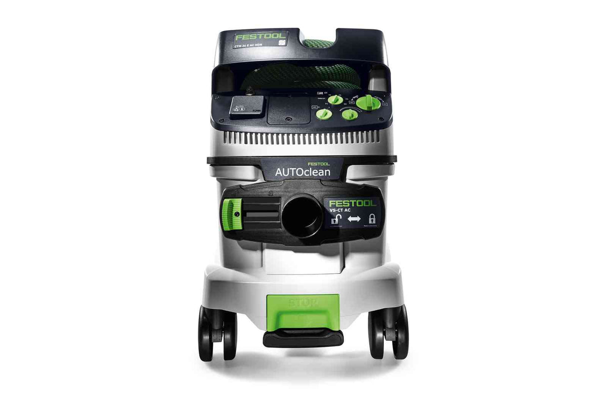 Festool CTM 36L M Class Dust Extractor in use, showing efficient dust extraction in workshop