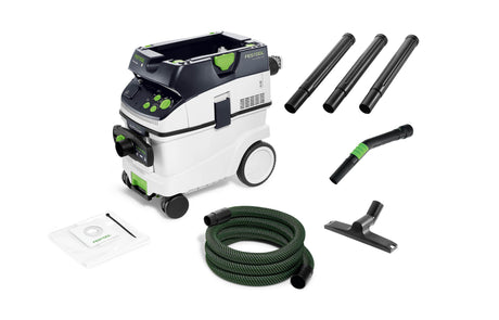 Festool CTM 36L M Class Autoclean Dust Extractor in action, perfect for sawing, sanding, and routing tasks