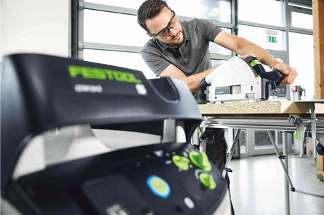 Festool CTM 36L M Class Dust Extractor in use at workshop, efficient dust extraction for woodworking tasks