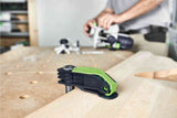 Festool Lever Clamp for MFT Table in use, showcasing its compatibility with 20mm Dog Holes
