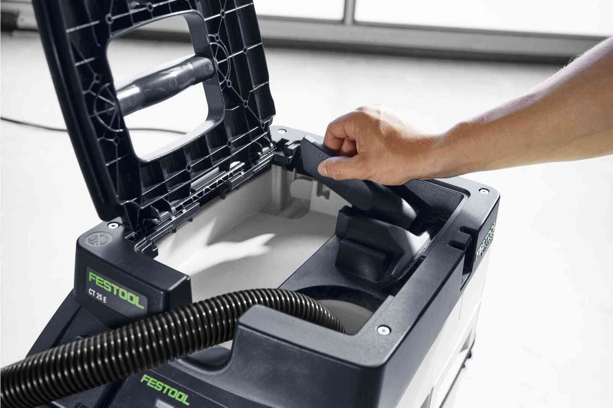 Festool CT 25L Dust Extractor with large dust container, ideal for construction sites and workshops