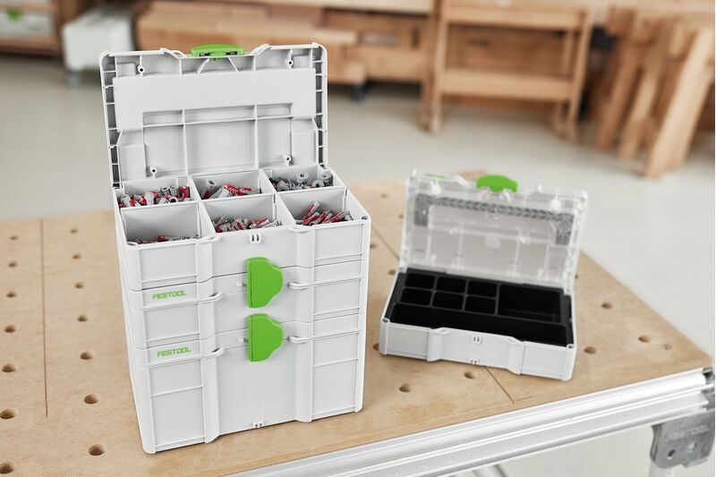 Festool Systainer SYS3 S 147 Storage Box angle showcasing compact design and handle for easy transport