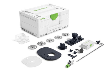 Festool Router Accessory Systainer Set with various attachments for OF 1010 Plunge Router. Neatly organized and ready for use