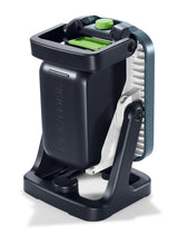 Festool SYSLITE KBS C Cordless Construction Light in action, illuminating a construction site with 5000 lumens