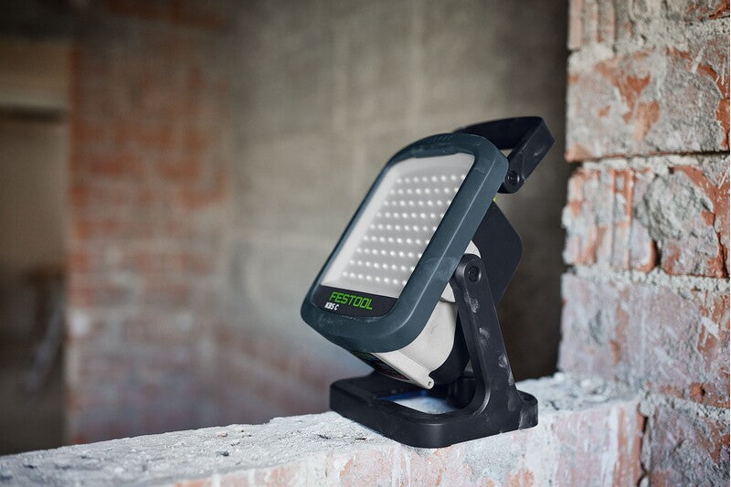 Festool SYSLITE KBS C Cordless Construction Light in use on a construction site