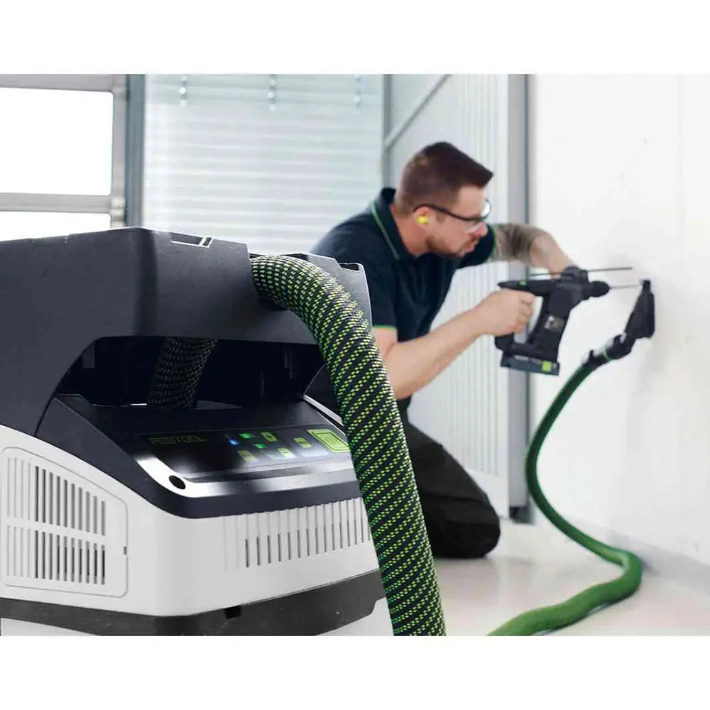 Festool CTMC MIDI 15L M Class 18V Cordless Mobile Dust Extractor 8.0Ah Bluetooth Energy Set in use with cordless tools