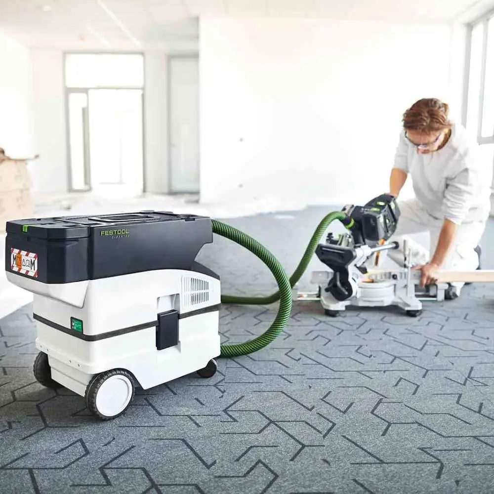 Festool CTMC MIDI 15L M Class cordless dust extractor with 18V/8.0Ah battery packs and Bluetooth connectivity