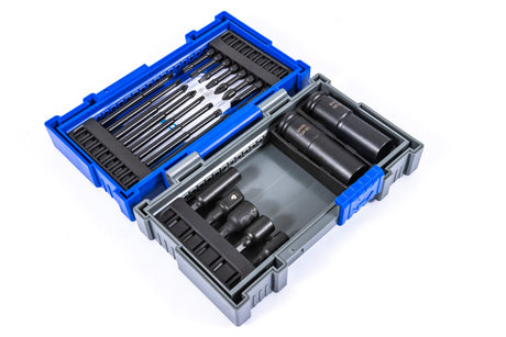 Set of 23 professional impact driver bits made of S2 & CR-MO steel, perfect for heavy-duty applications