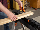 Pony Jorgensen 2-Piece Clamping Sawhorse with clamps and bench dogs in use