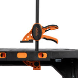 Pony Jorgensen 2-IN-1 Clamping Worktable & Sawhorse with accessories, folded configuration showing sturdy construction