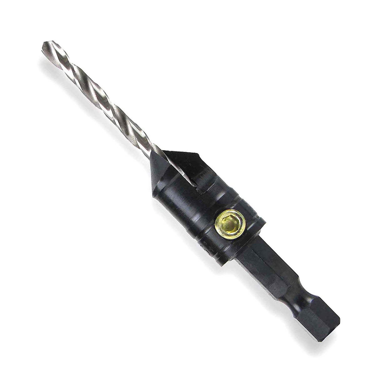 Snappy Gold Screw Countersink Drill Bit in use, creating precise pilot holes and countersinks for screws