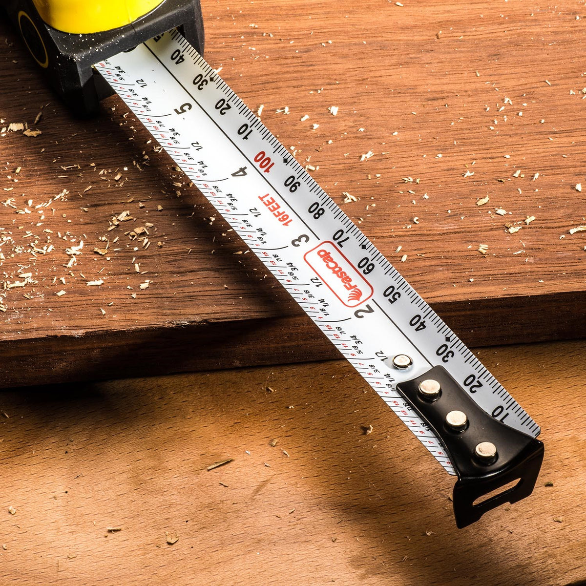 FastCap Auto-Lock Tape Measure showing built-in pencil sharpener