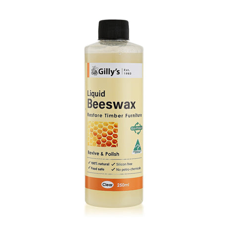 Gilly's Liquid Beeswax Timber Restorer 250mL - Food safe formula with pure beeswax for nourishing and enhancing timber