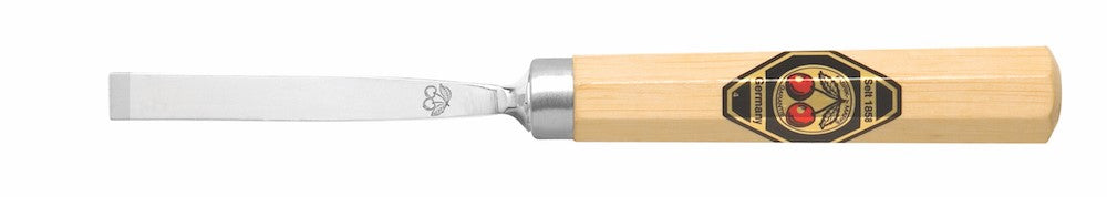 Kirschen Two Cherries #1 Straight Gouge Wood Carving Chisel in action, showcasing fine German craftsmanship