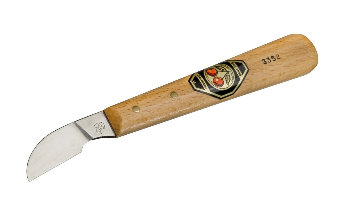 Kirschen Two Cherries #3352 Chip Carving Knife with Long Skew Edge and Hornbeam Handle. German steel craftsmanship