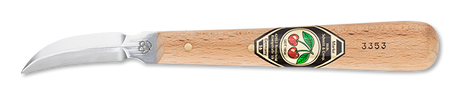 Kirschen Two Cherries #3353 Chip Carving Knife 38mm with Double Sided Curved Edge - Hornbeam Handle, German Steel Craftsmanship