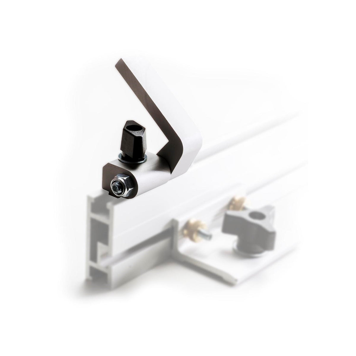 Torquata Aluminium Flip Stop for T-Track Fences in use with Fence T-Track extrusion, ensuring precise and square cuts