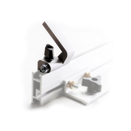 Torquata Aluminium Flip Stop for T-Track Fences in use with Fence T-Track extrusion, ensuring precise and square cuts