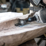 Arbortech Ball Gouge carving attachment in action, hollowing small concave surfaces