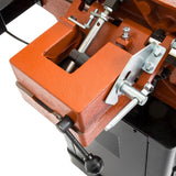 Sherwood 6in Cabinet Jointer Planer in action with wood piece being smoothly fed through the cutterhead