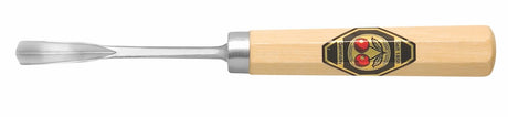 Kirschen Two Cherries #39 Short Bent V-Gouge Wood Carving Chisel 75-V in action, showcasing precise craftsmanship