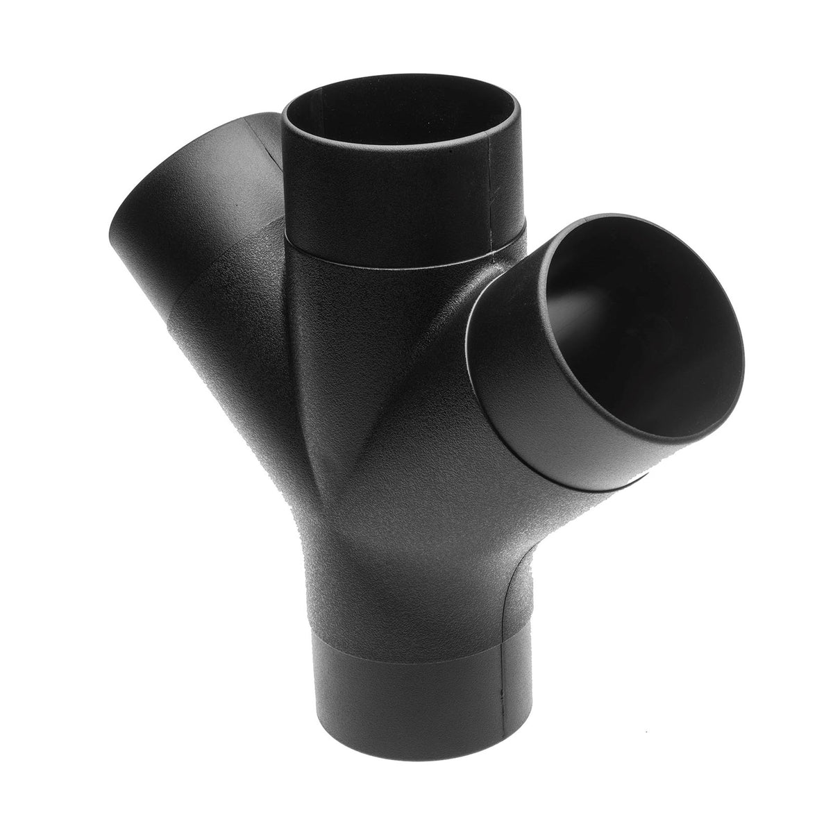 Sherwood 4in Tri-Connector Dust Extraction 3-Way Junction Adapter angled view in workshop setting