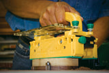 MicroJig GRR-Ripper Clear Deflector & Connector Attachment in use with GRR-Rip Block for safe and efficient routing