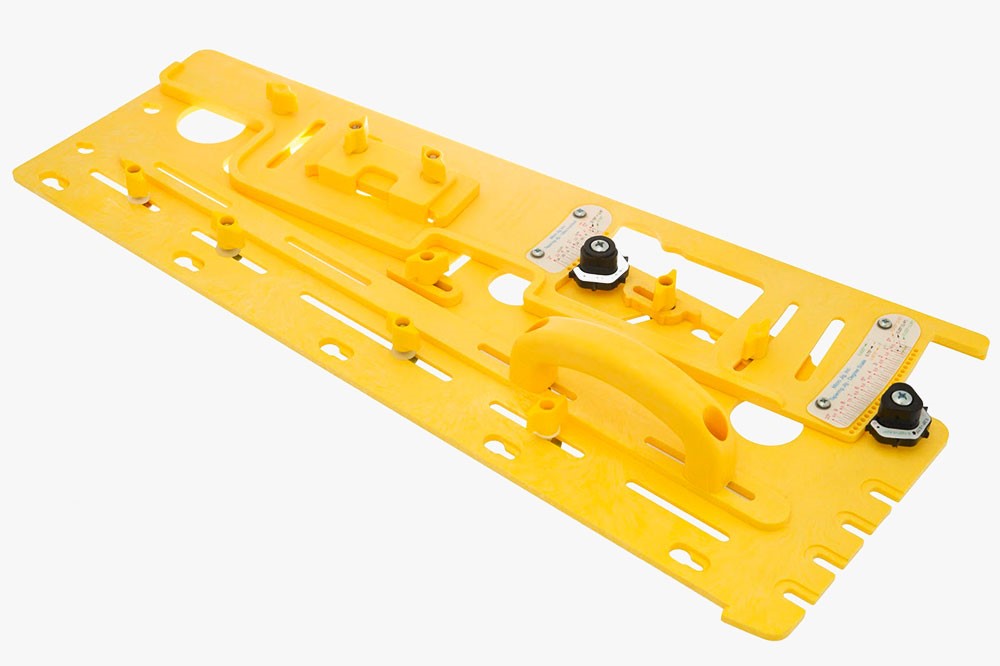 MicroJig Tapering Jig for Table Saws setup with ColorMatch dials for precise angle adjustments