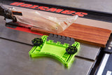 High-quality close-up image showcasing BOW Products FeatherPRO Featherboard Safety System in action