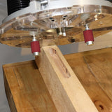 Milescraft Router Edge & Mortice Guide showing precise depth adjustment knob and sturdy construction