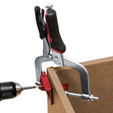 Milescraft Face Frame Corner Clamp in use on a wooden T-joint - Australian woodworking tools