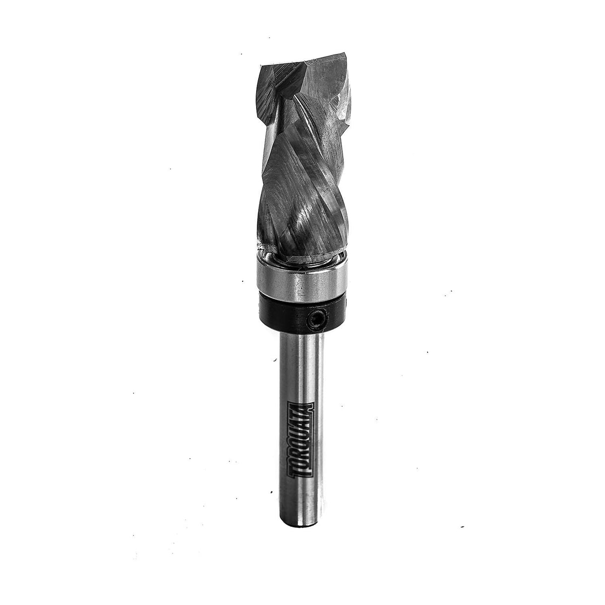 Torquata 1/4in Shank Flush Trim Spiral Compression Router Bit - Spiral head detail in Australian woodworking tools store