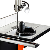 Sherwood 10in Standard Bandsaw side view showing blade tensioning mechanism
