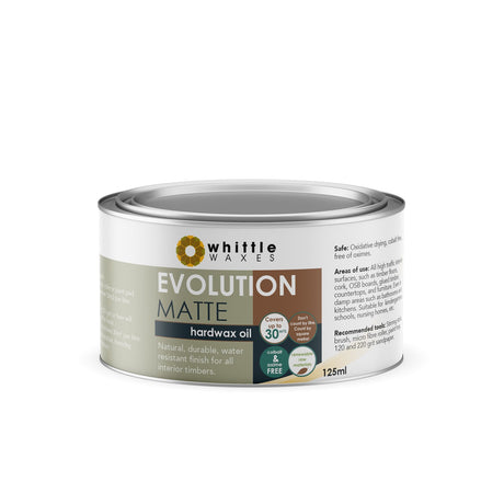 Whittle Waxes Evolution Hardwax Oil Matte Sheen Furniture Finish in 125ml bottle