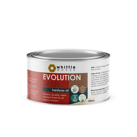 Whittle Waxes Evolution Hardwax Oil Satin Sheen Furniture Finish in 125ml bottle