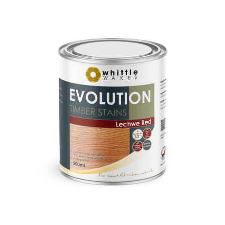 Whittle Waxes Evolution Colour Stain Lechwe Brown on timber surface, showcasing rich hue