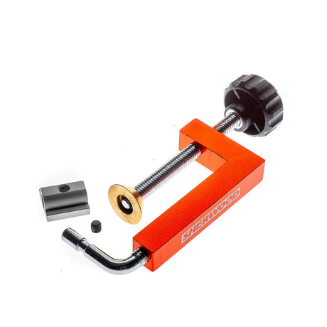 Sherwood Sub-Fence Clamps in use on woodworking table