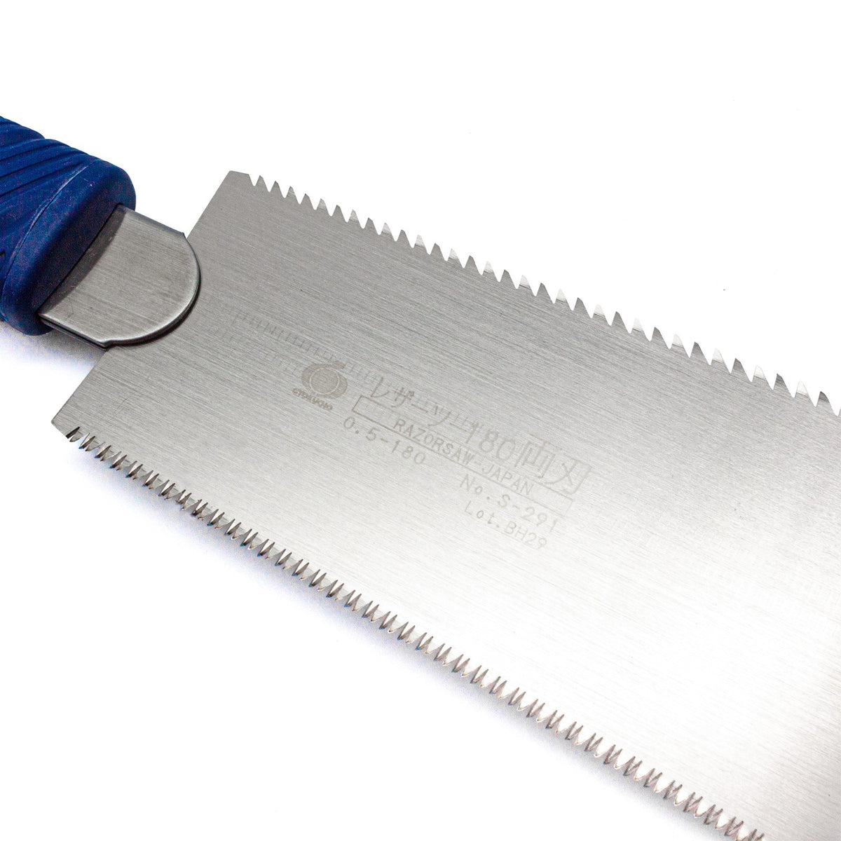 Razorsaw Miniature Ryoba Double-Sided Japanese Saw 180mm Blade in use on timber hardwood board