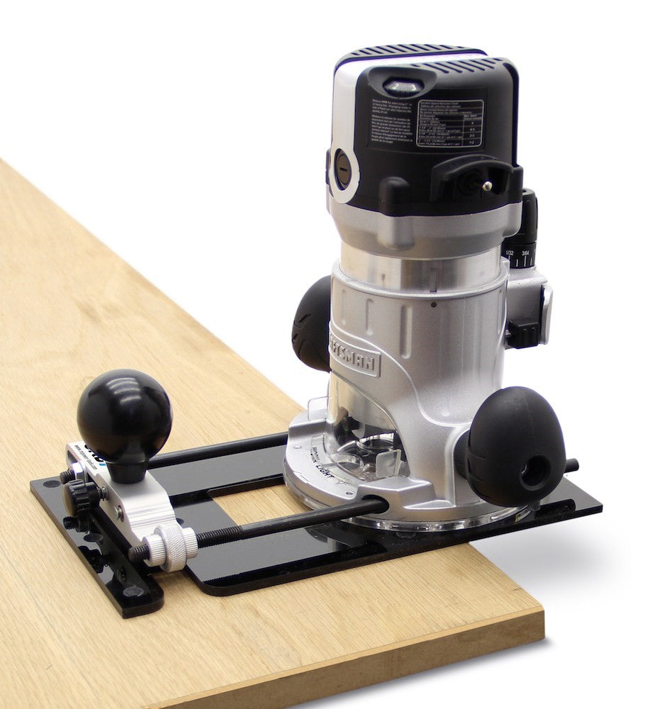 MPOWER CRB7 Combination Router Base Deluxe Set with various accessories on display