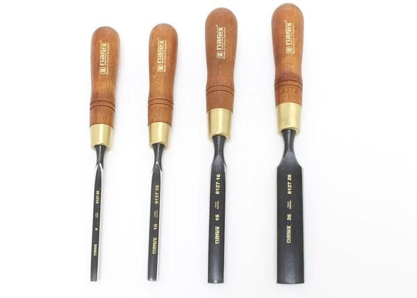 Narex Premium Firmer Gouge Chisel cutting a rebate with curved edge