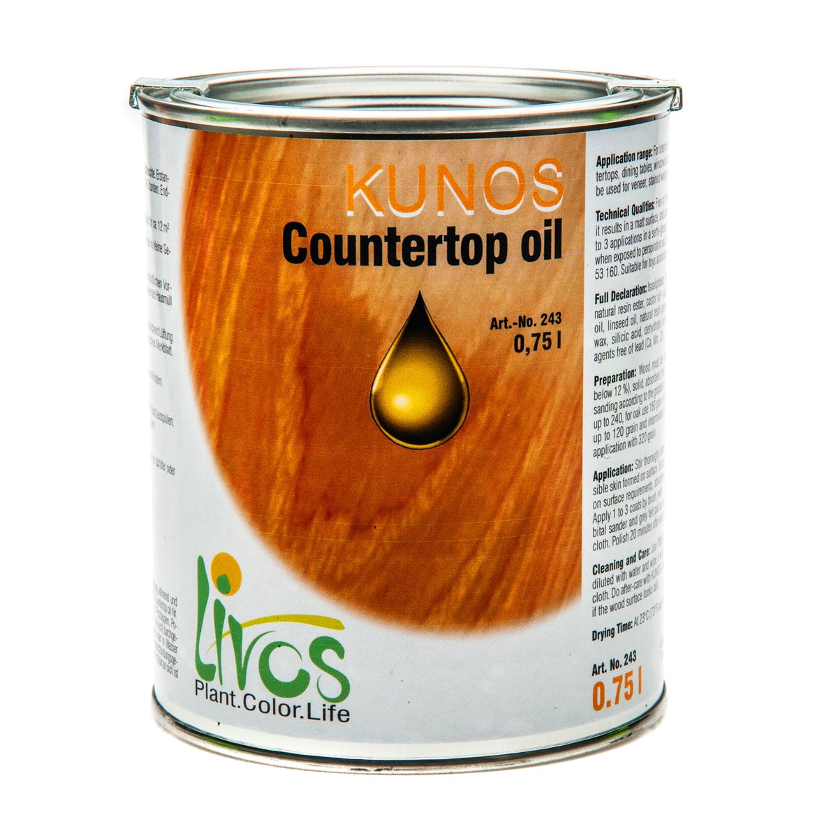 Australian-made Livos KUNOS Counter Top Oil, ideal for heat protection and water resistance on light timber surfaces