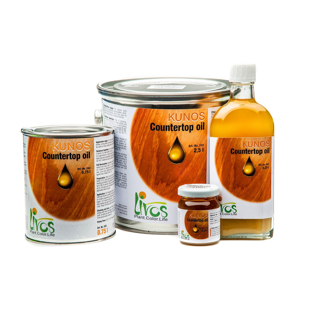 Livos KUNOS Counter Top Oil Water Resistant Matte to Semi Gloss Finish on light timber surface