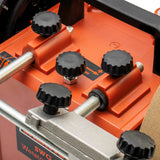 Sherwood Wet Stone Sharpening System 200mm 160W grinder, angled view showing water tray and grinding wheel
