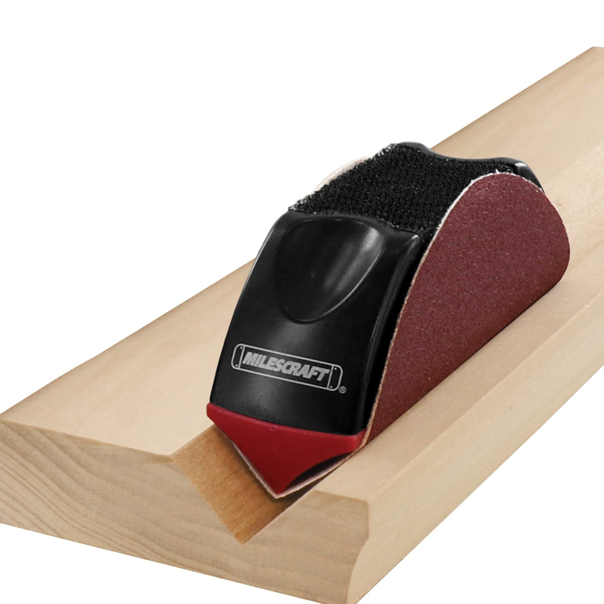 Milescraft SandPlane Interchangeable Profile Hand Sander with 125mm Sanding Discs in use
